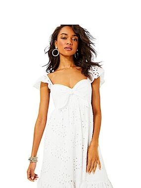 🤍🌸 **Lilly Pulitzer Lantana Eyelet Midi Dress – Fresh, Feminine & Perfect** 🌸